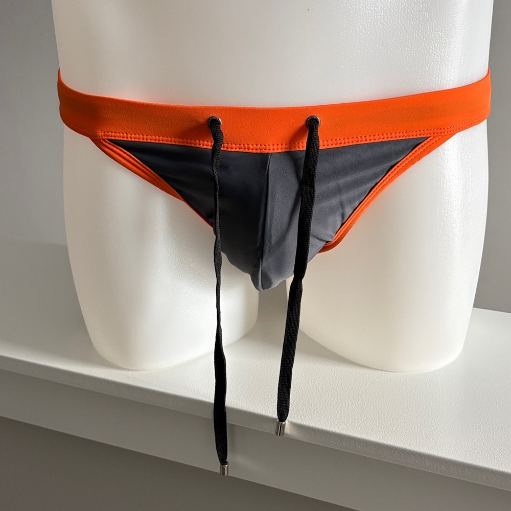 Men's Orange and Gray Swim Trunks